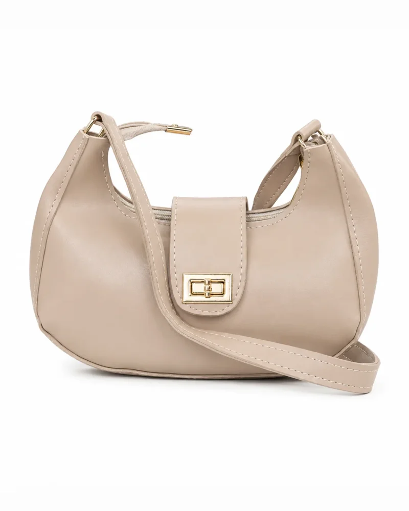 Beige Half-Moon Crossbody
