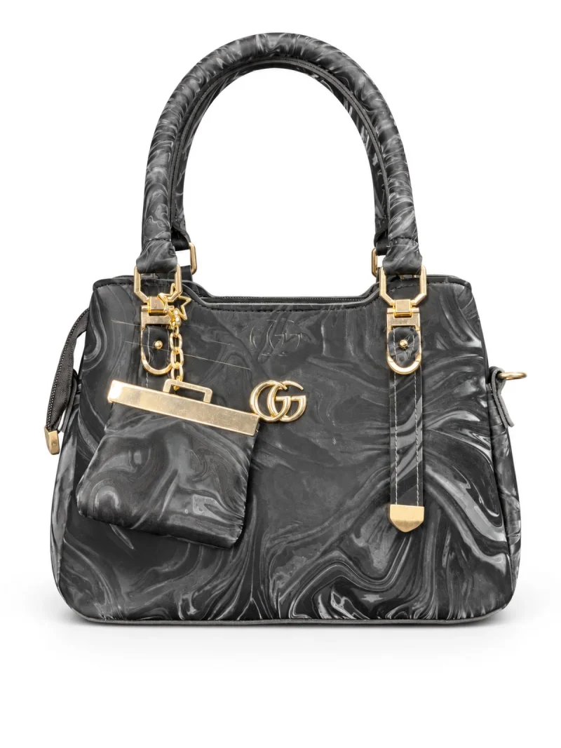 Black Marble Satchel with Pouch