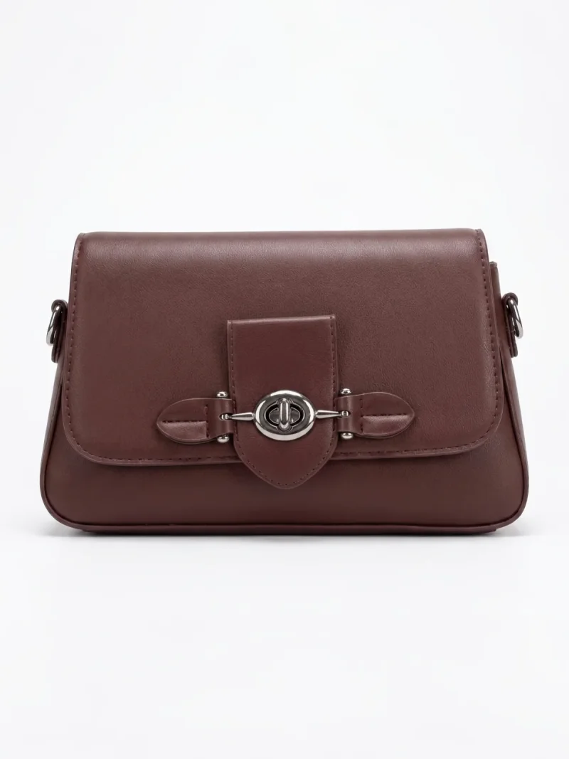 Burgundy Buckle Flap Bag
