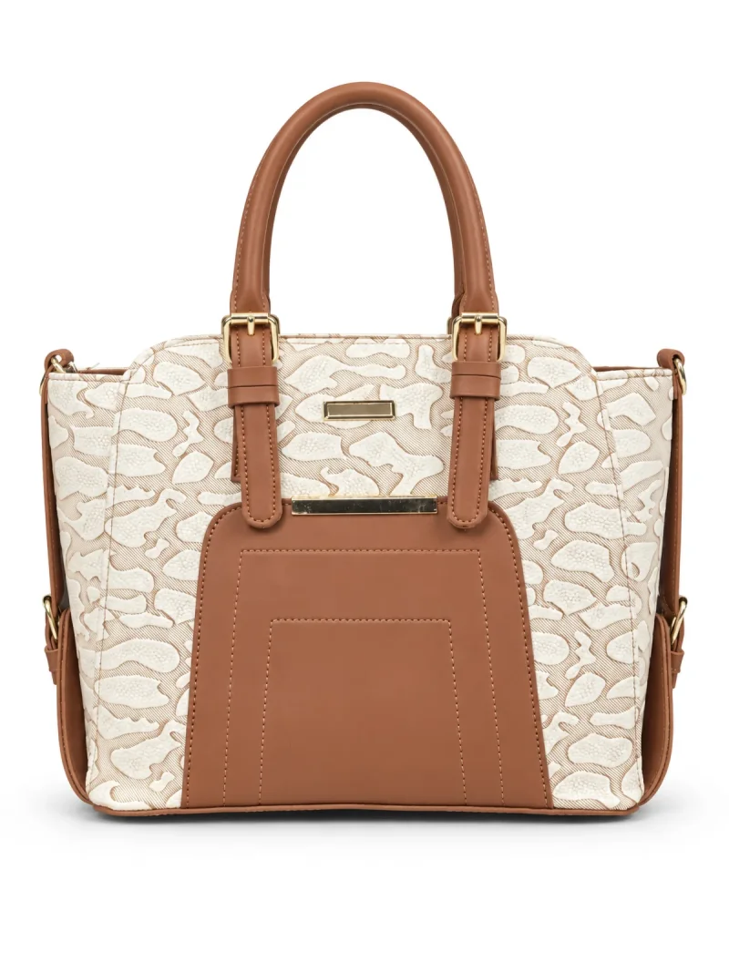 Ivory Tan Panel Satchel