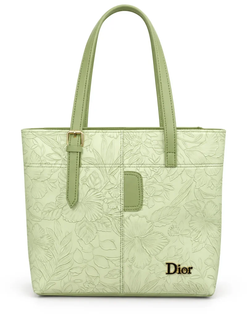 Sage Floral Embossed Tote