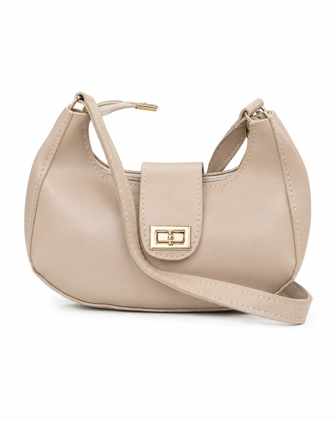 Beige Half-Moon Crossbody
