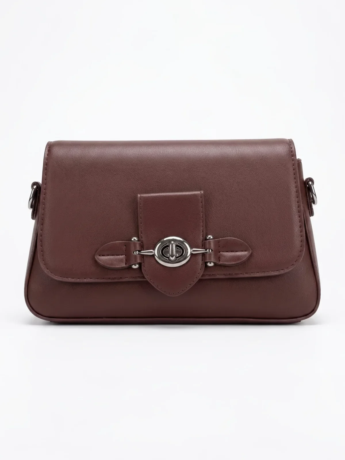 Burgundy Buckle Flap Bag