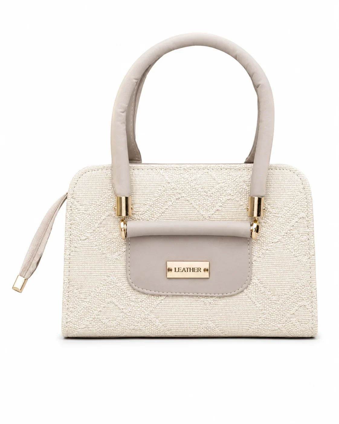 Ivory Textured Flap Handbag